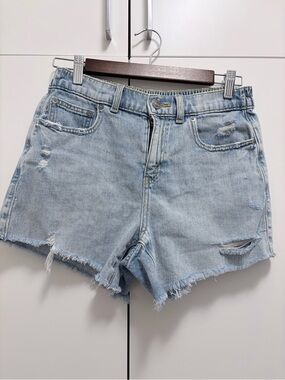 aerie Light Blue Distressed Denim Cutoff Shorts